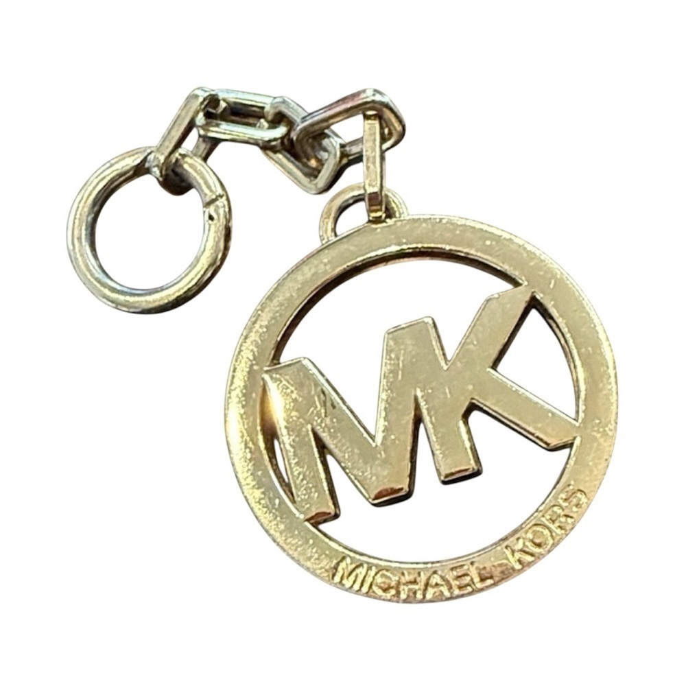 Michael Kors Gold-Tone Logo Keychain large bag tag MK designer chain link